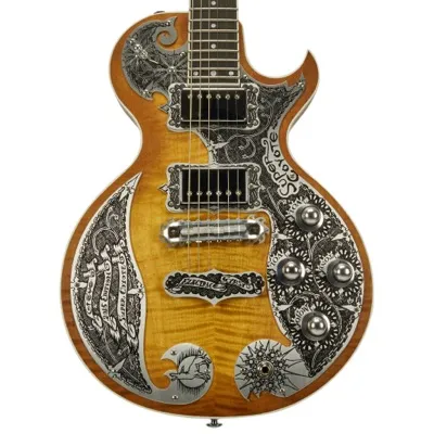 Teye Super Coyote electric guitar in Shipwreck Blonde, with an engraved metal top